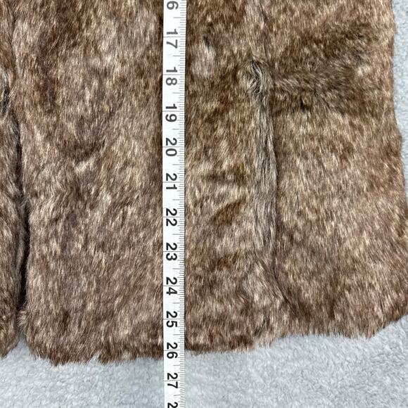 J. Jill Women’s Brown Faux Fur Hidden Button Front Vest Plus Size XL Retro Fall - Picture 5 of 9